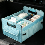 Foldable Multi-Compartment Lake-Blue Organizer With Adjustable Straps
