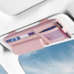 Car Sun Visor Organizer With Multiple Pockets, Sunglass Clip, And Document Holder