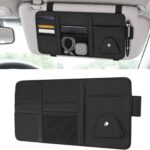 Multifunctional Car Sun Visor Organizer With Sunglass Clip (Black)