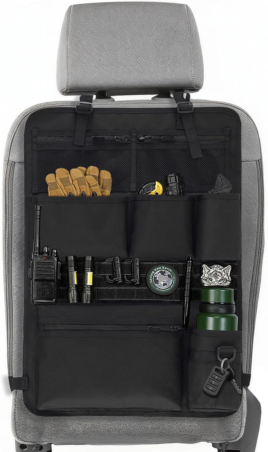 71GX15IMWL._AC_SL1500_.jpg Multifunctional Tactical Vehicle Seat Organizer With Mesh Storage Pocket - Image 1
