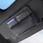 Black Leather Car Sun Visor Organizer